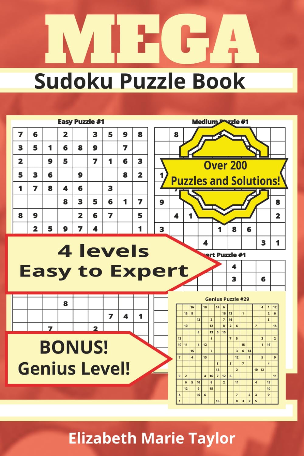 MEGA Sudoku Puzzle Book - 4 Levels from Easy to Expert with BONUS Genius Puzzles