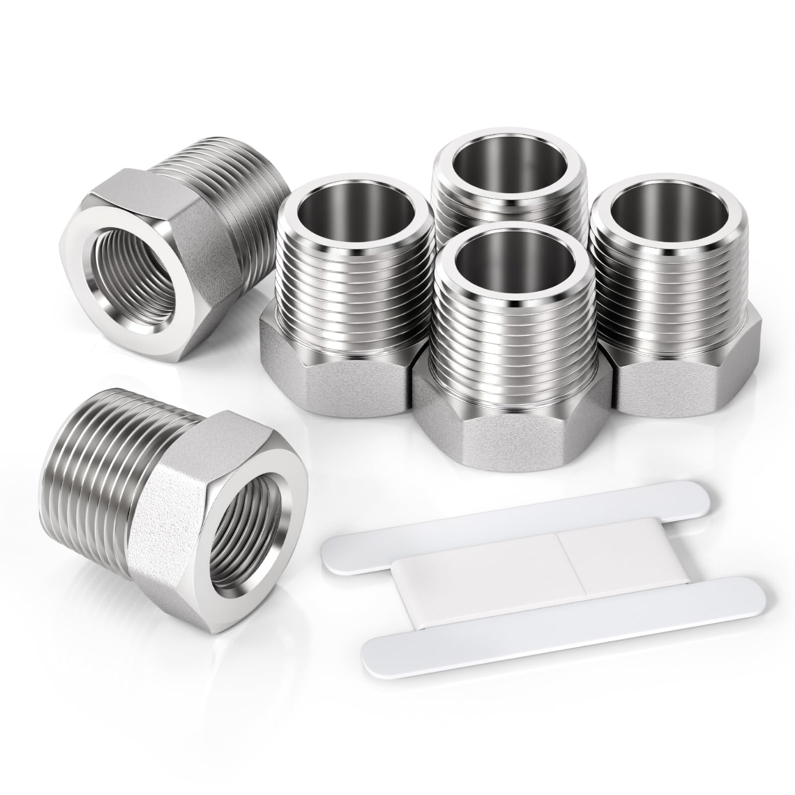 Bwintech 2 Piezas 1/4" Macho a 1/2" Hembra BSP Rosca Acero Inoxidable 304 Conector Reductor Hexagonal para Conversión de Conexión de Tuberías — view 13