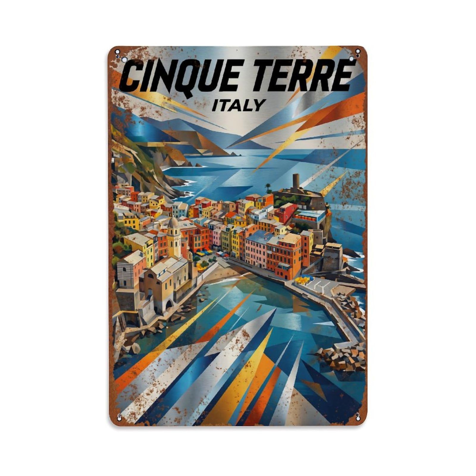 Yrnq 08X12inch Vintage Style Vintage Travel Cinque Terre Italy Dynamic Metal Tin Sign