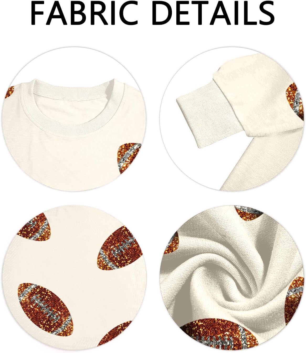 Women Sequin Football Sweatshirt Oversized Game Day Sweatshirt Rugby Fall Graphic Crewneck Pullover Tops - Image 5