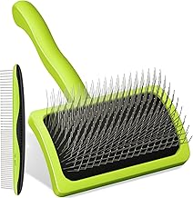 Pecute Professional Brush for Cats and Dogs, Dog Carder, Self-cleaning Dog Brush with Air Cushion, Long Hair, Remove Excess and Dead Animal Hair, Needle Length 25 mm, S