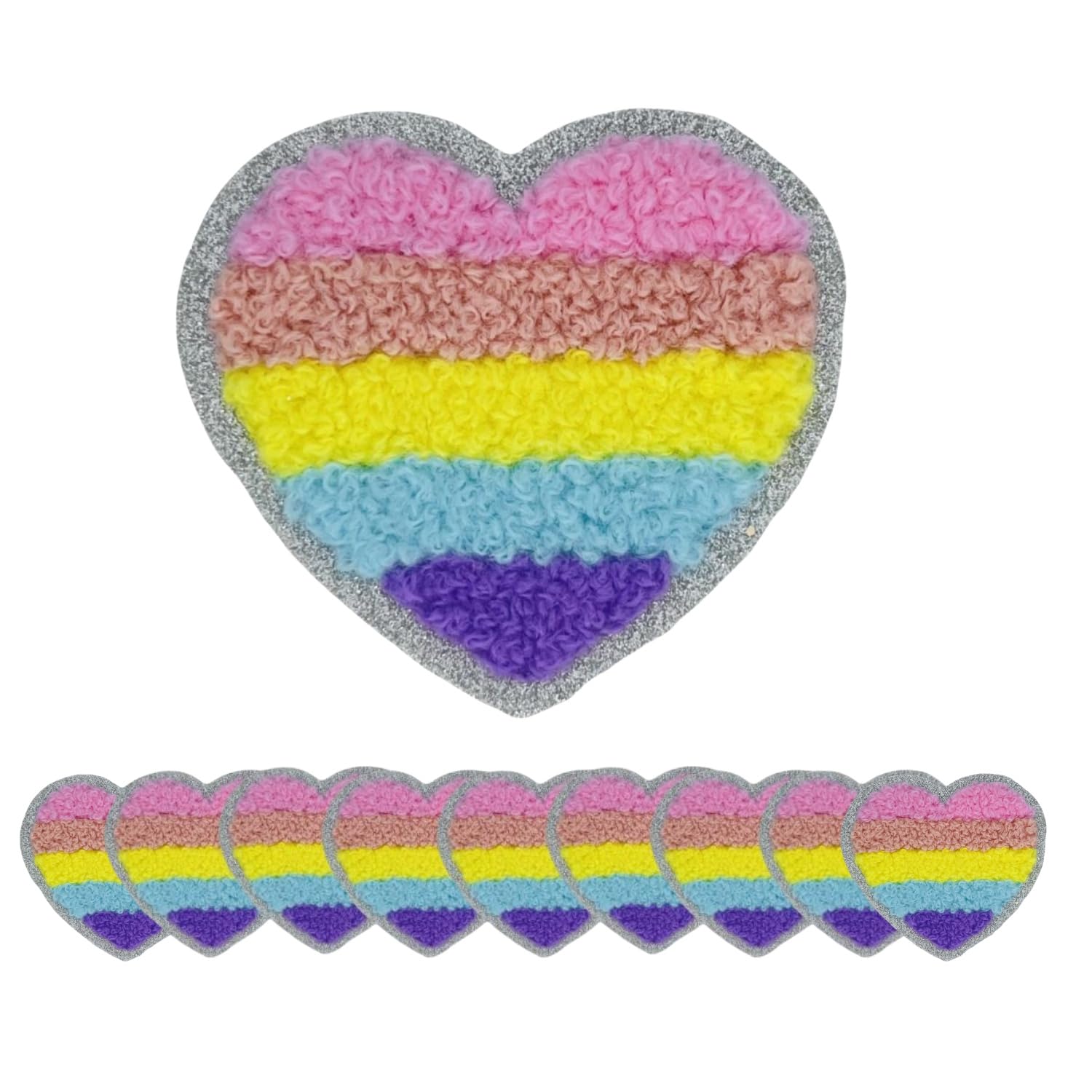 5 Regenbogen-Chenille-Aufnäher Selbstklebend – Je 7,6 Cm, Mit Goldenem Rand Für Kleidung & Taschen