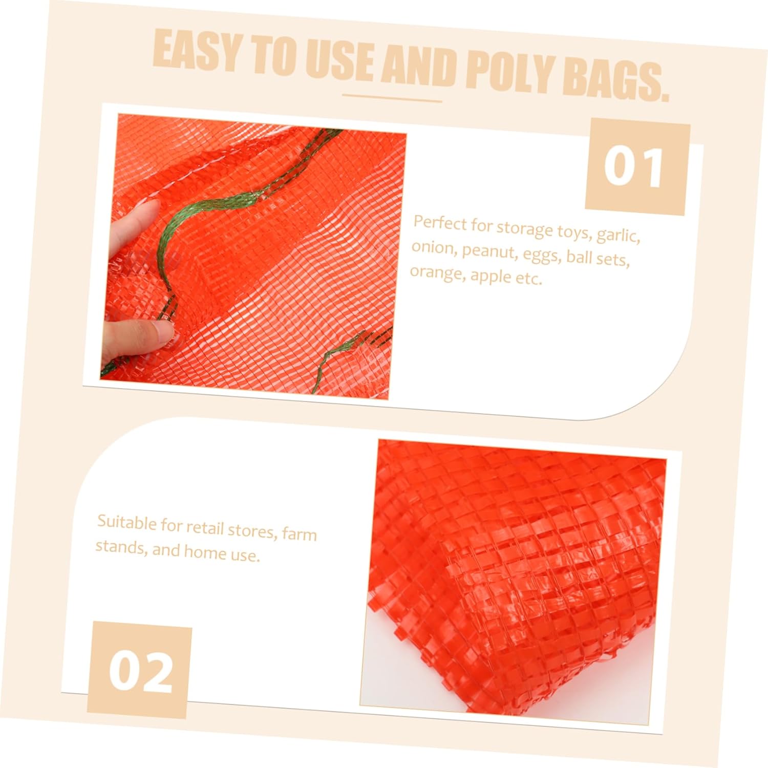 50pcs Mesh Produce Bags Bulk Net Bags Large Storage Containers for Fruits Toys Vegetables