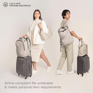 Lux & Nyx Origami Laptop Backpack for Work and Travel - Fits 16 MacBook Pro - Lightweight Business Bag - Men and Women (Champagne Taupe)