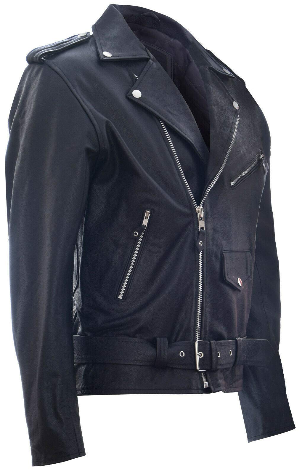 Męska skórzana kurtka Brando Biker Rock Motorcycle Retro Hide Biker Jacket