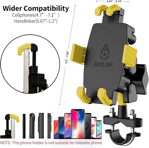 Miniatura 3 de Soporte de teléfono para motocicleta con amortiguador de vibración, soporte de teléfono de motocicleta de 360 para teléfonos de bicicleta de 4.7 a