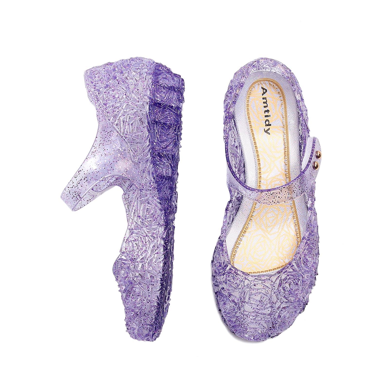 Amtidy Flats Mary Jane Dance Party Cosplay Shoes, Snow Queen Princess Birthday Sandals for Little Girls, Toddler