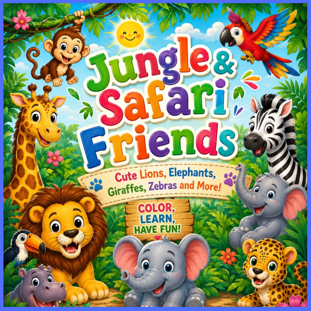Jungle & Safari Friends: Cute Lions, Elephants, Giraffes, Zebras and More!