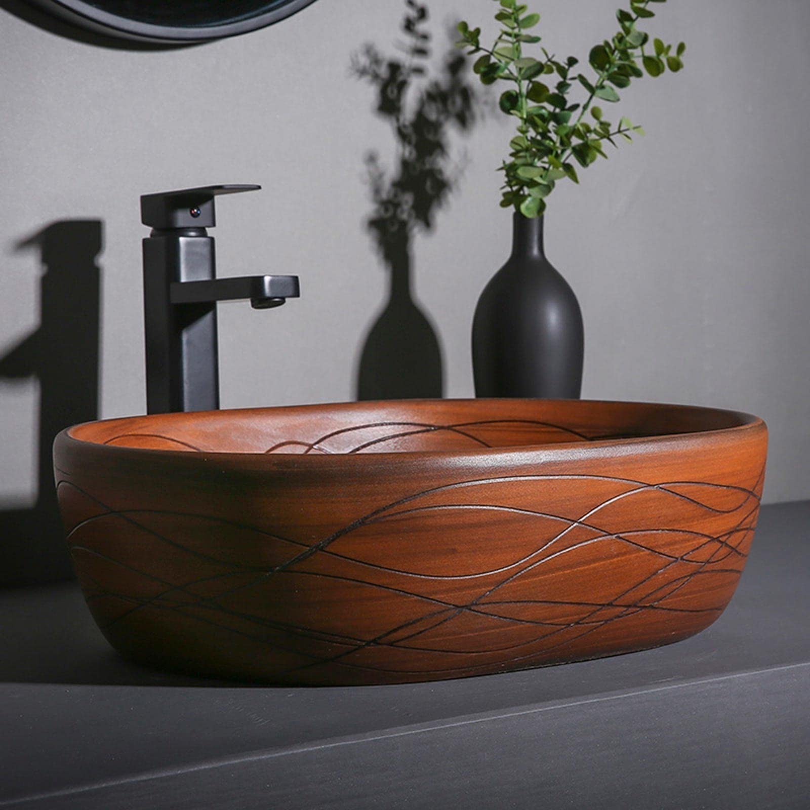 Zlewozmywaki łazienkowe owalne nad blatem porcelanowe ceramiczne naczynie łazienkowe naczynie łazienkowe umywalka umywalka artystyczna umywalka 47,5 cm x 34,8 cm x 13 cm wpuszczana umywalka
