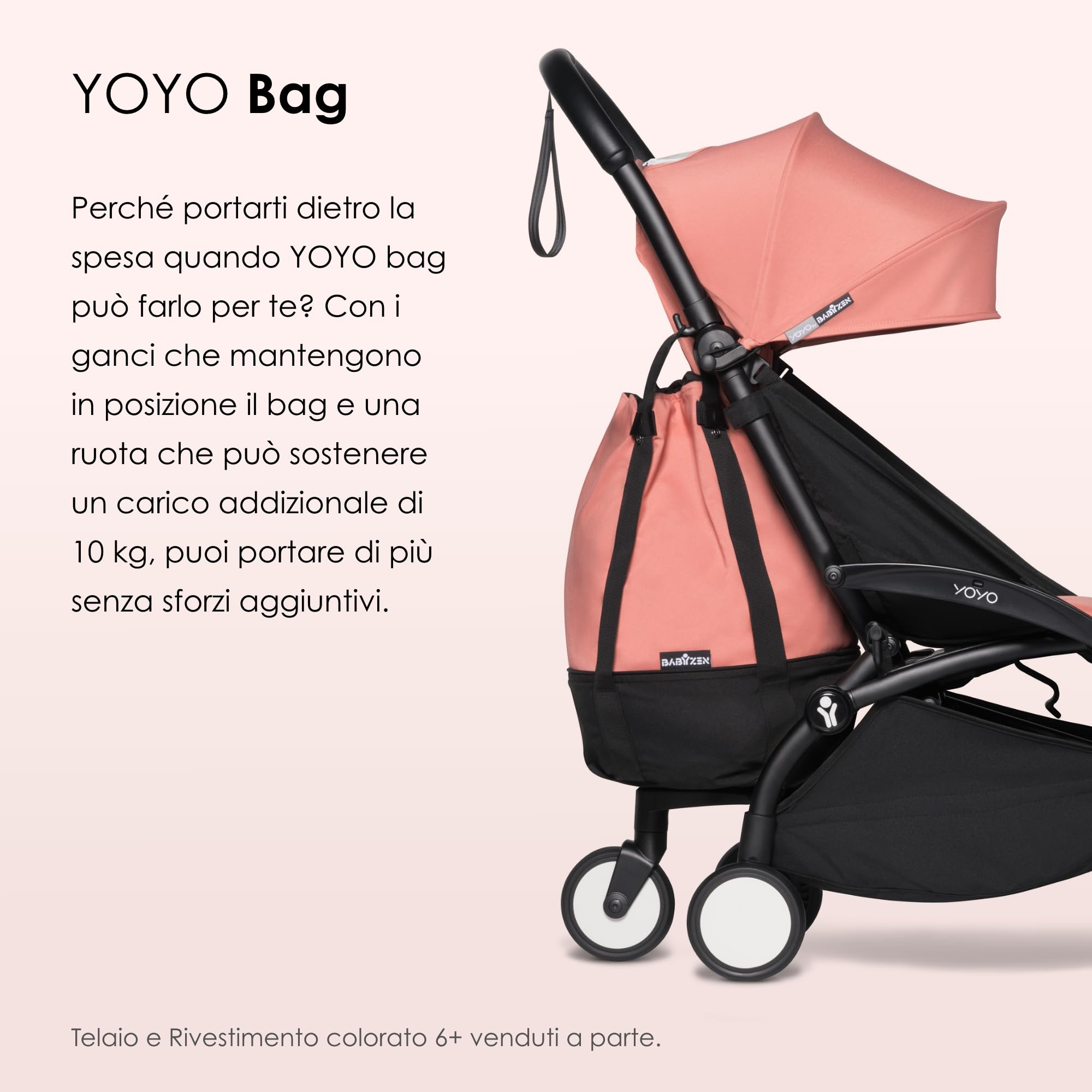 Babyzen Borsa YOYO, Ginger - Per uno spazio addizionale sul passeggino YOYO2 - Include una base robusta, ruote e ganci