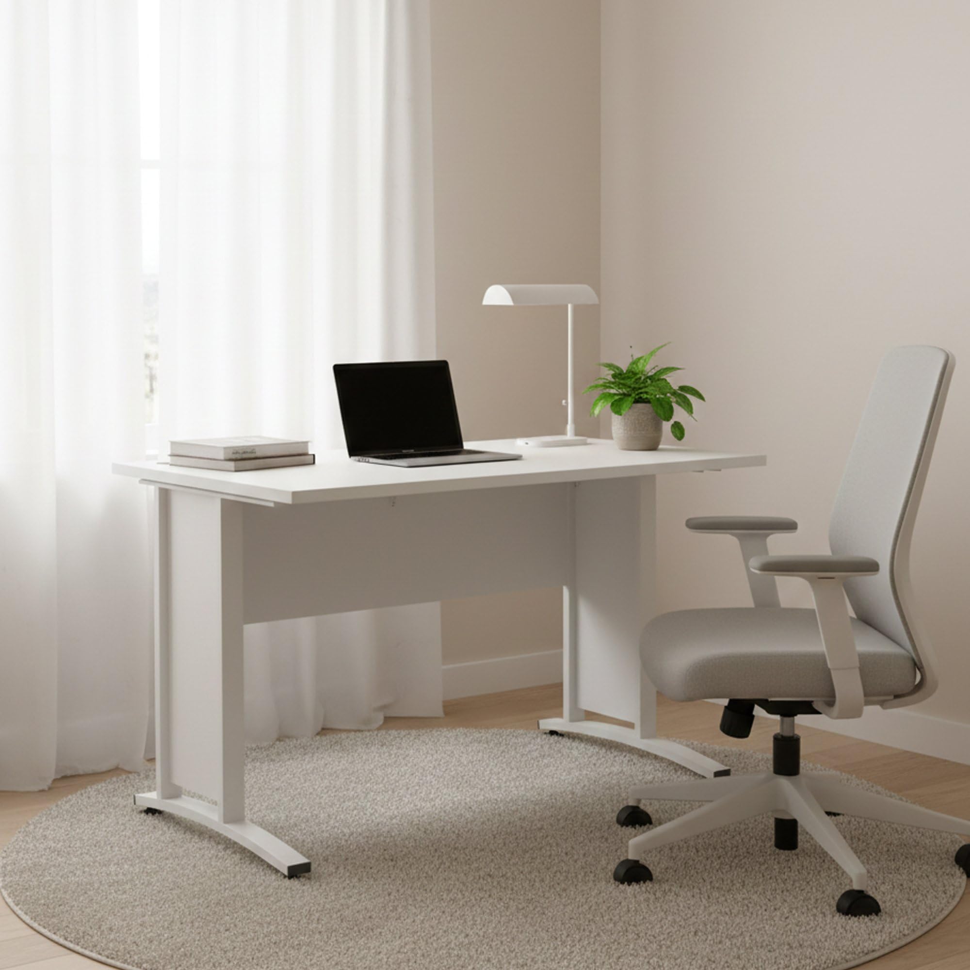 Dmora - Scrivania Albertine, Scrittoio multiuso, Tavolo per ufficio porta PC, Piano di lavoro, 120x80 h75 cm, Bianco