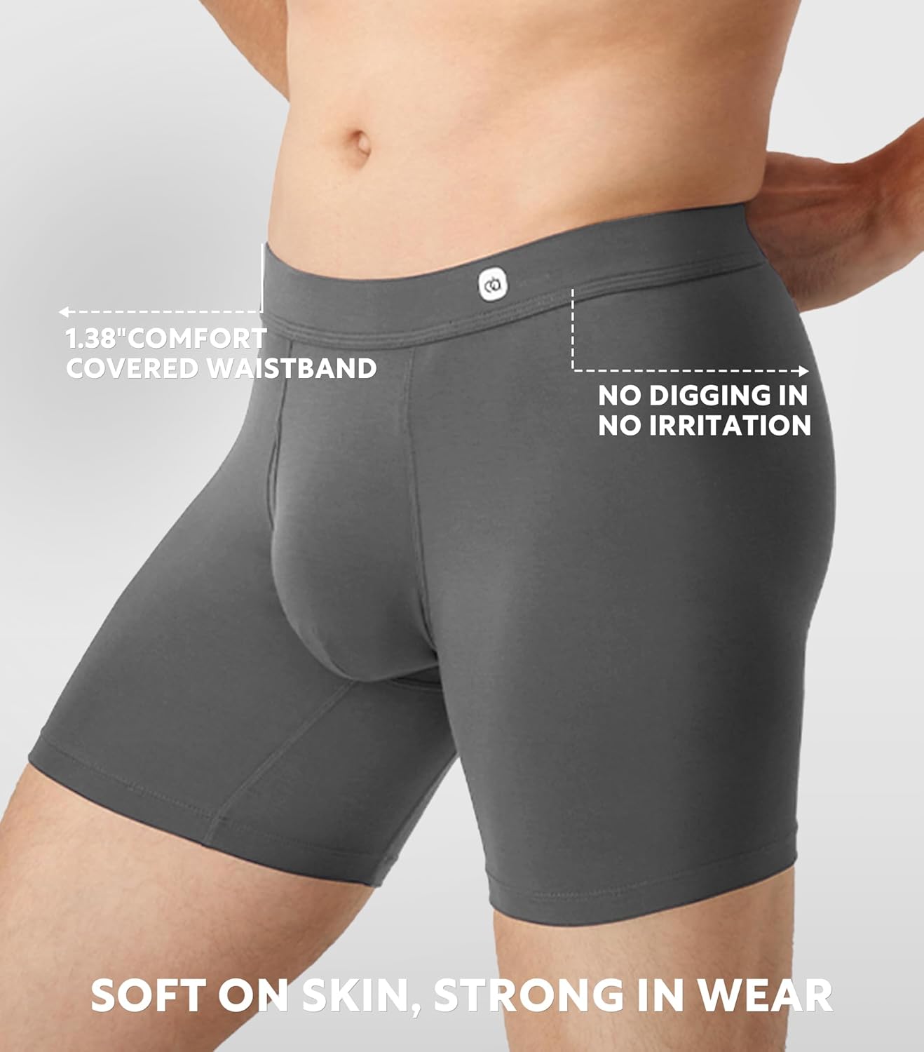 DAVID ARCHY Men’s Bamboo Rayon Boxer Briefs with Fabric Covered Waistband, Breathable Cooling Support Pouch Underwear 4 Pack - Image 3