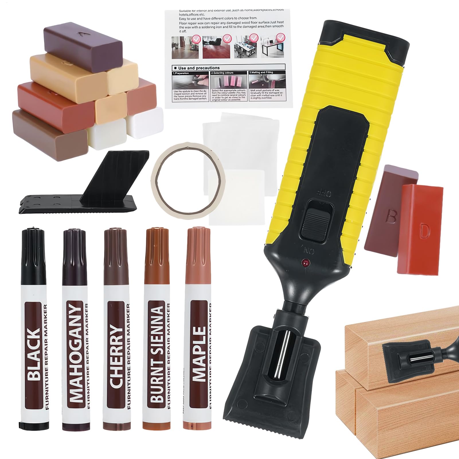 Kit reparación laminado Marcador pintura impermeable y pintable | Kit de reparación para muebles de madera Marcador pintura impermeable y pintable para armario, suelo, cocina, baño, puerta