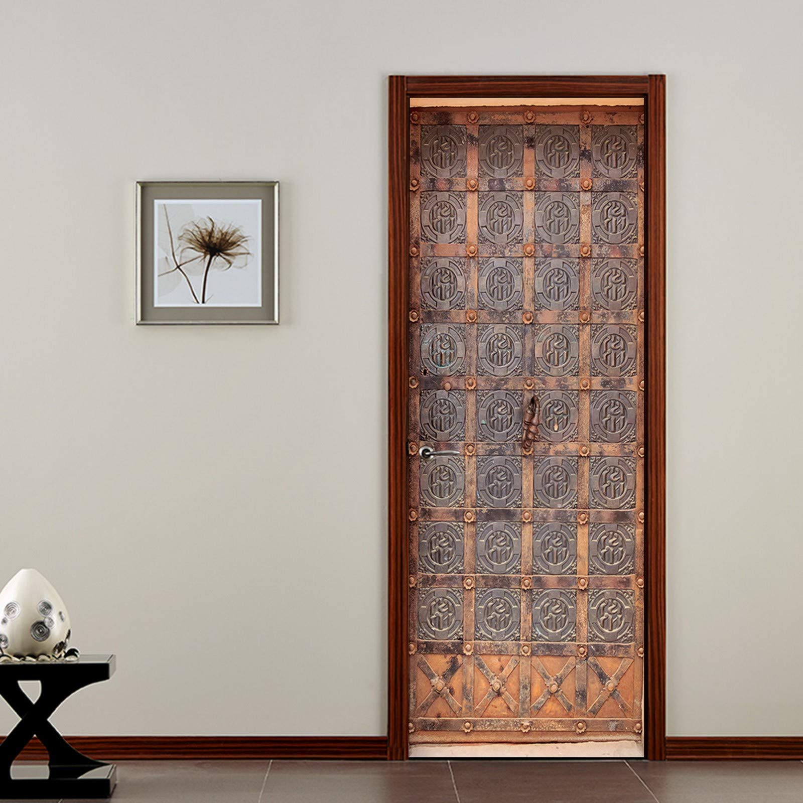 Autocollant Porte 3D Effet Béton - 83x204 Cm, Gris Blanc