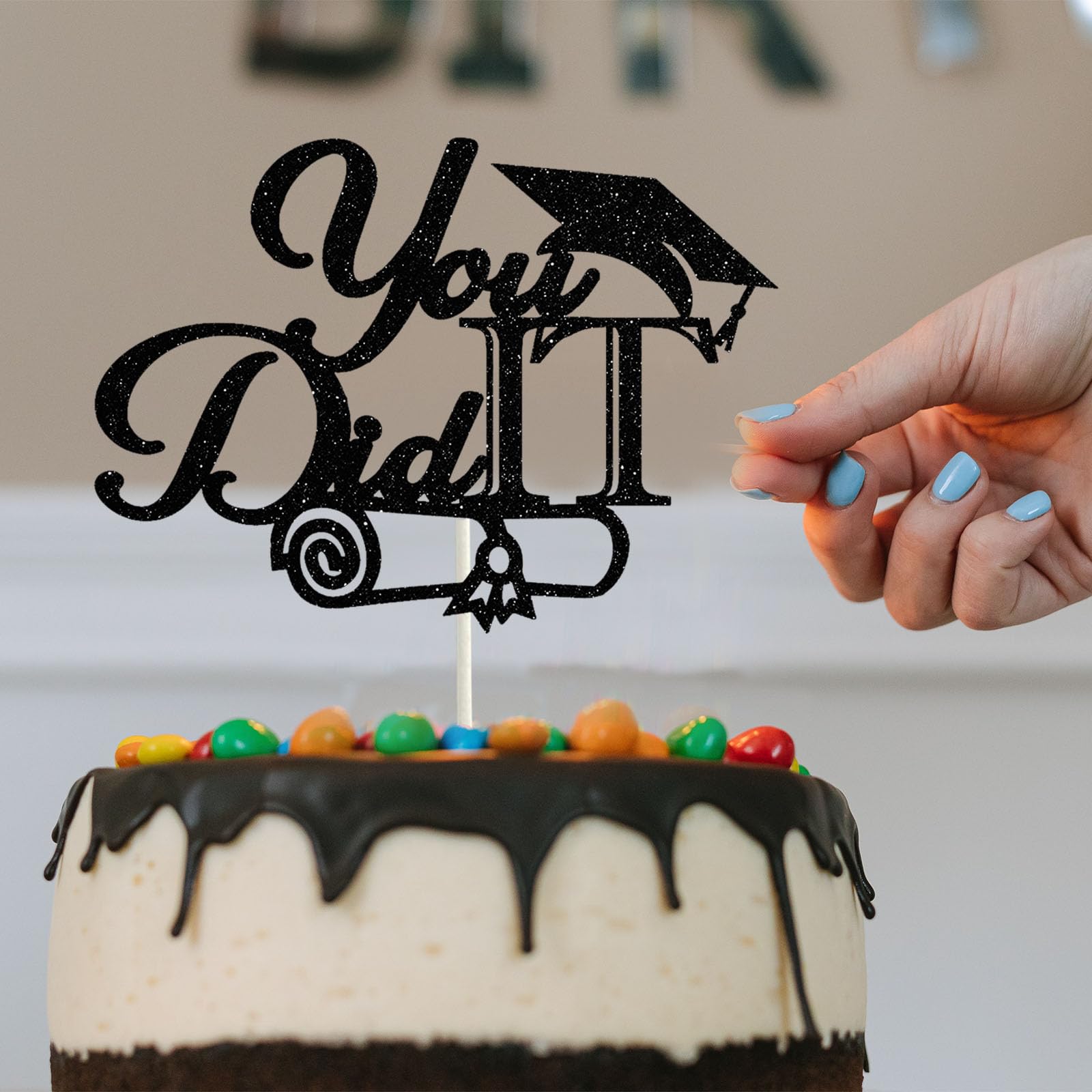 We Are So Proud of You Cake Topper, You Did It/Congrats Grad, Class of 2026 Graduation Party Decoration Supplies, Black Glitter We Are So Proud of You Cake Topper, You Did It/Congrats Grad, Class of 2026 Graduation Party Decoration Supplies, Black Glitter