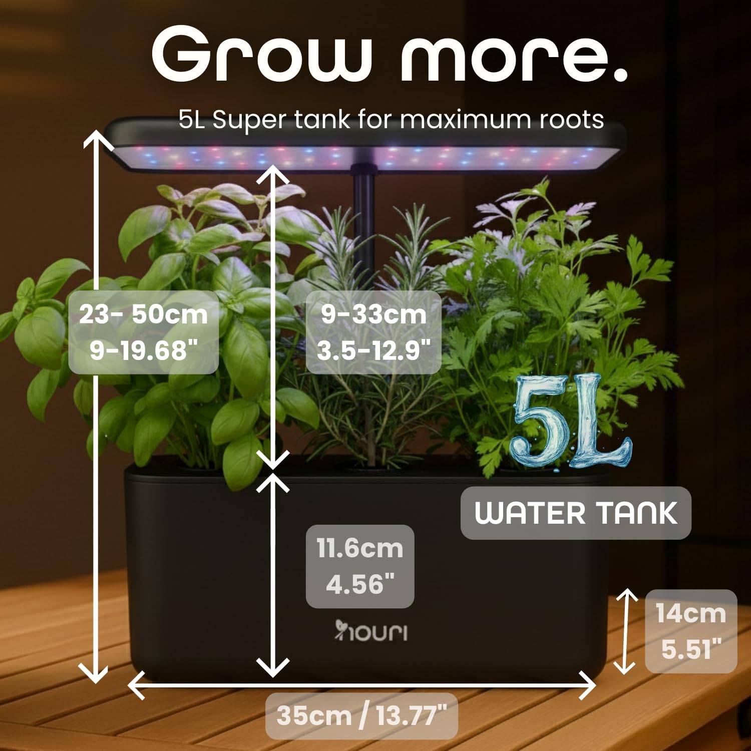 Nouri Hydroponics Growing System, 7 pod Smart Indoor Herb Garden Kit with LED Grow Lights, Hydroponic Herb Garden Indoor for Plant Lovers, Gardeners, Kitchen, Basil Seeds Included