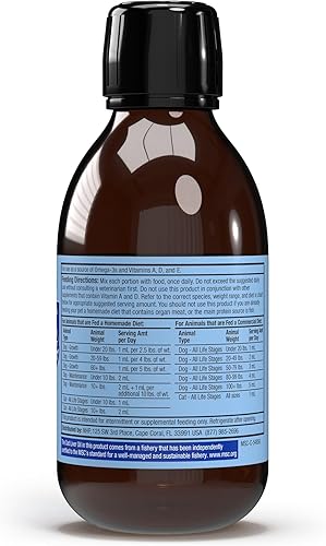 Miniatura 3 de Dr. Mercola Bark & Whiskers Aceite de hígado de bacalao salvaje de Alaska para perros y gatos, omega-3, vitamina E, piel y pelaje, salud