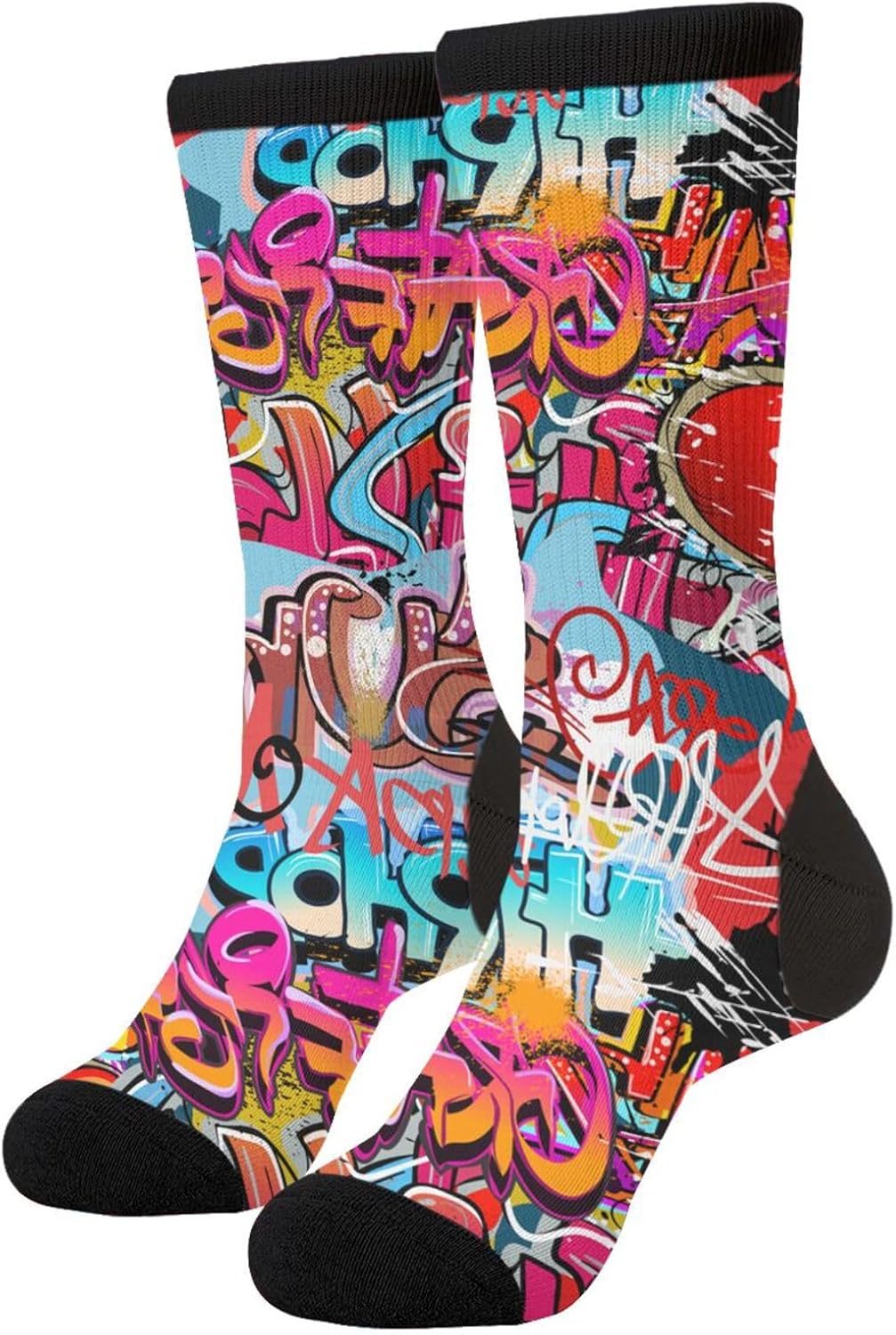 Graffiti Wall, Hip Hop Art Novelty Crew Socks Casual Funny Crazy Dress Socks