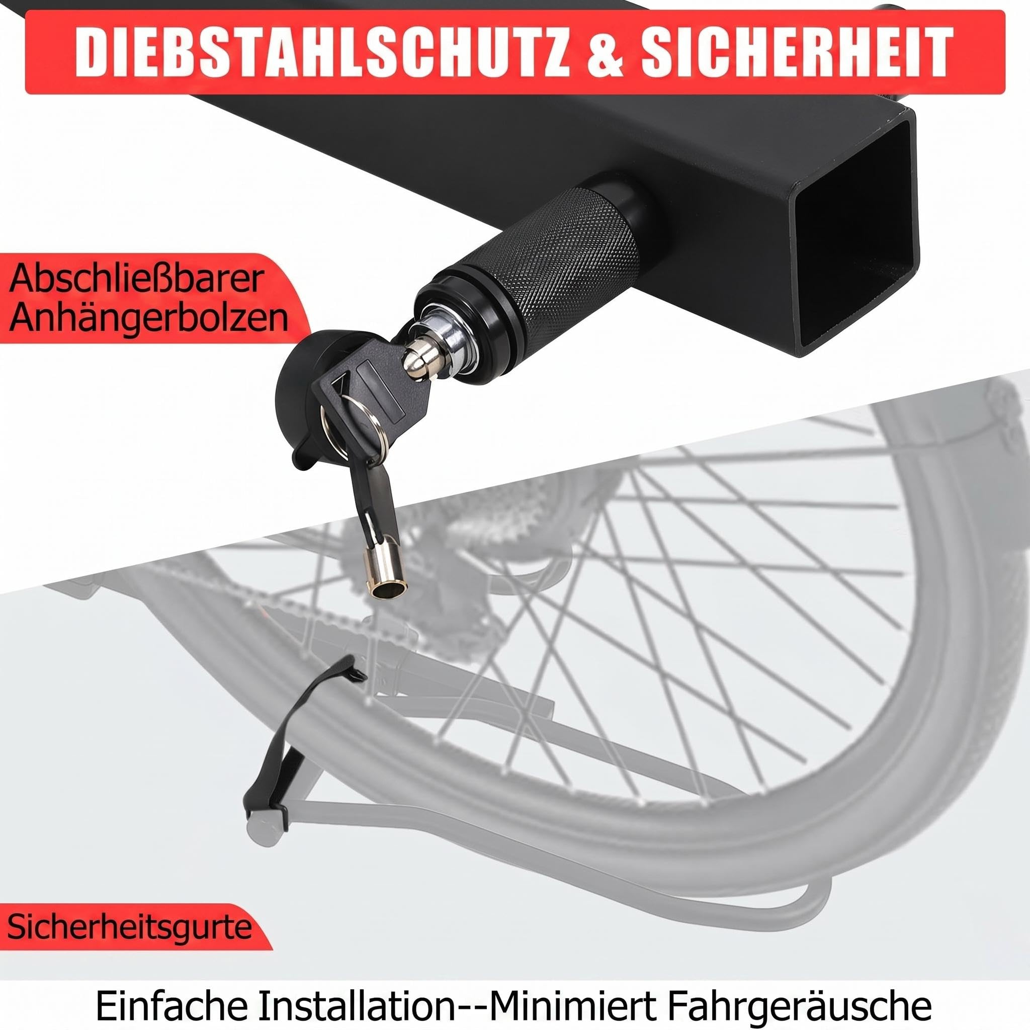 Fahrradträger Anhängerkupplung für 2 Fahrräder E-Bike, Universal Fahrradträger 68 kg Tragkraft mit Schlössern, Intelligente Neigung und Faltbar, 5 cm Anhängerhaken für die Meisten Auto/SUV