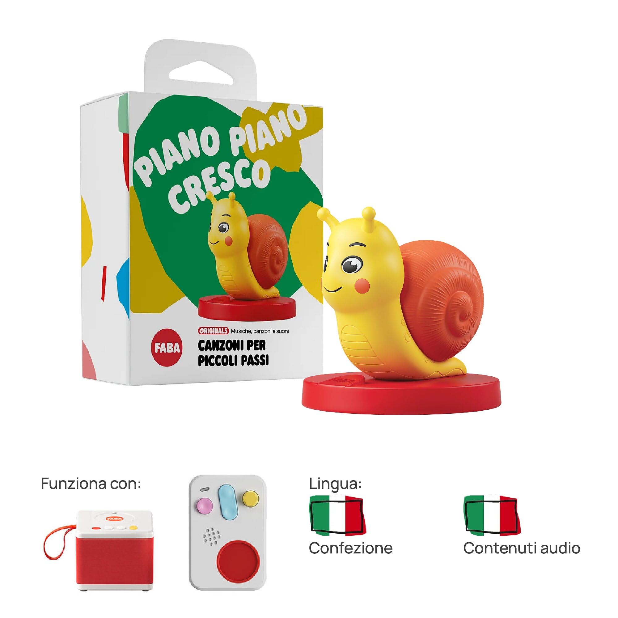 FABA Personaggio Sonoro – Canzoni per piccoli passi – Musiche, canzoni e suoni per bambini e bambine 0-3 anni - Ascoltabile con il Raccontastorie e FABA+, gioco educativo versione italiana