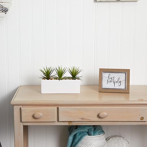 Miniatura 5 de Nearly Natural Mini planta artificial de agave en cerámica rectangular