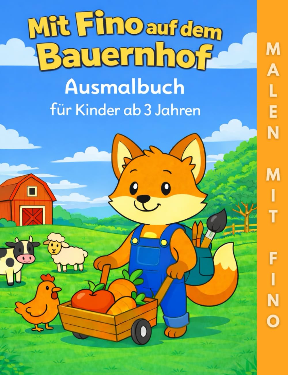 Mit Fino auf dem Bauernhof: Ausmalbuch für Kinder ab 3 Jahren (Malen mit Fino)