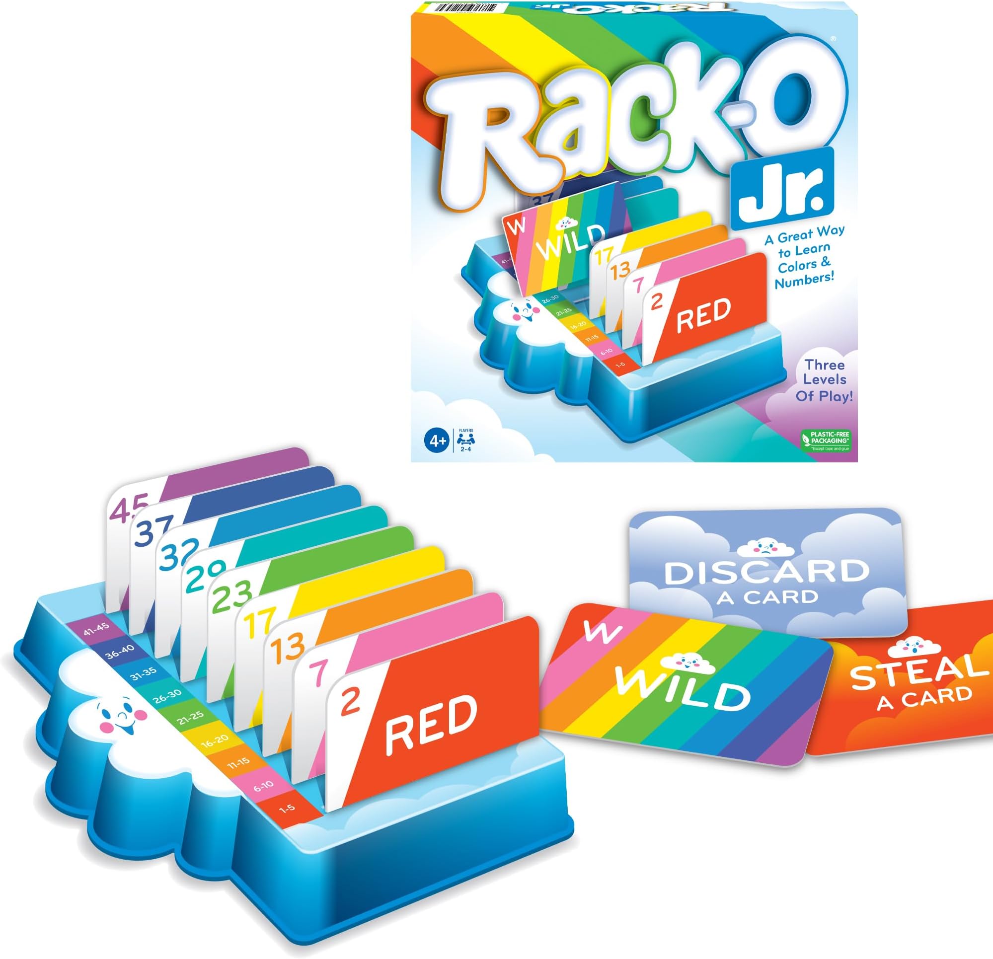 Rack-O Jr Games USA, Children's Edition of the Game of Rack-O, for 2 to 4 Players, Ages 4+