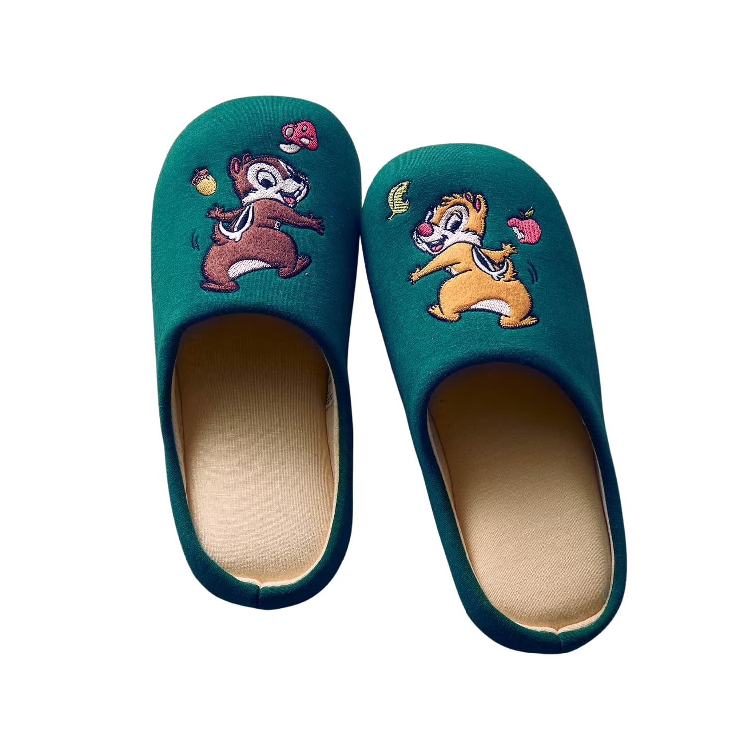 Belle Maison Disney Chip and Dale Slippers Memory Foam Green Size M