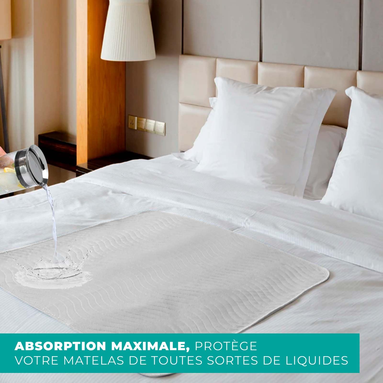Lot de 2 Alèse Protège Matelas 90x75 cm Impermeable et Lavable, Couvre Matelas Imperméable, Réutilisable, Protection Lit Incontinence +200 lavages - Fabrique Espagne, Oeko-Tex
