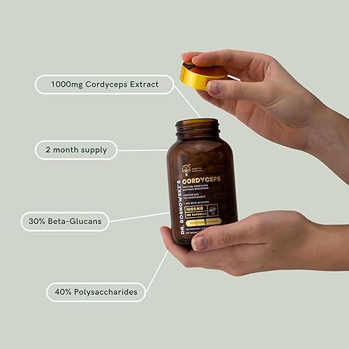 Miniatura 2 de Dr Sosnowski's BioActive Cordyceps - Cápsulas de hongos  1000 mg de extracto de Cordyceps de alta resistencia para apoyo diario (120 cápsulas)