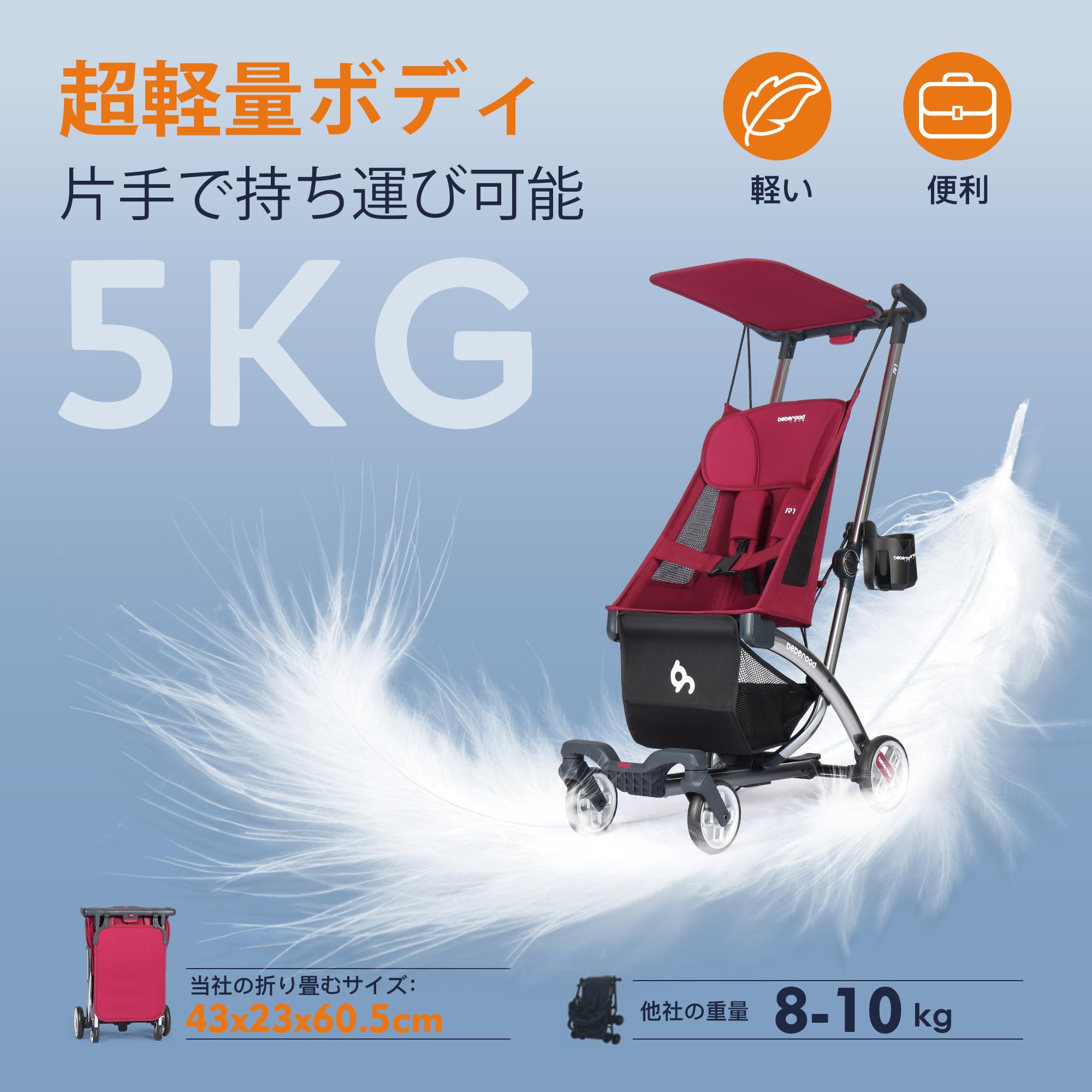 Amazon.co.jp: BEBEROAD R1 ベビーカー バギー コンパクト 軽量 