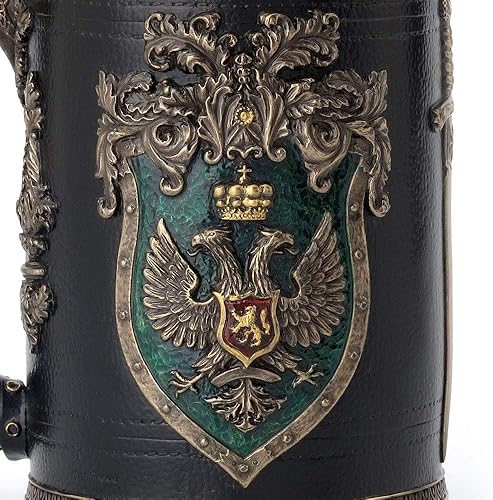 Miniatura 5 de Veronese Design Vaso de acero inoxidable con mango de hacha de águila de doble cabeza de 6.25 pulgadas, 0.5 L, vaso de acero inoxidable con acabado