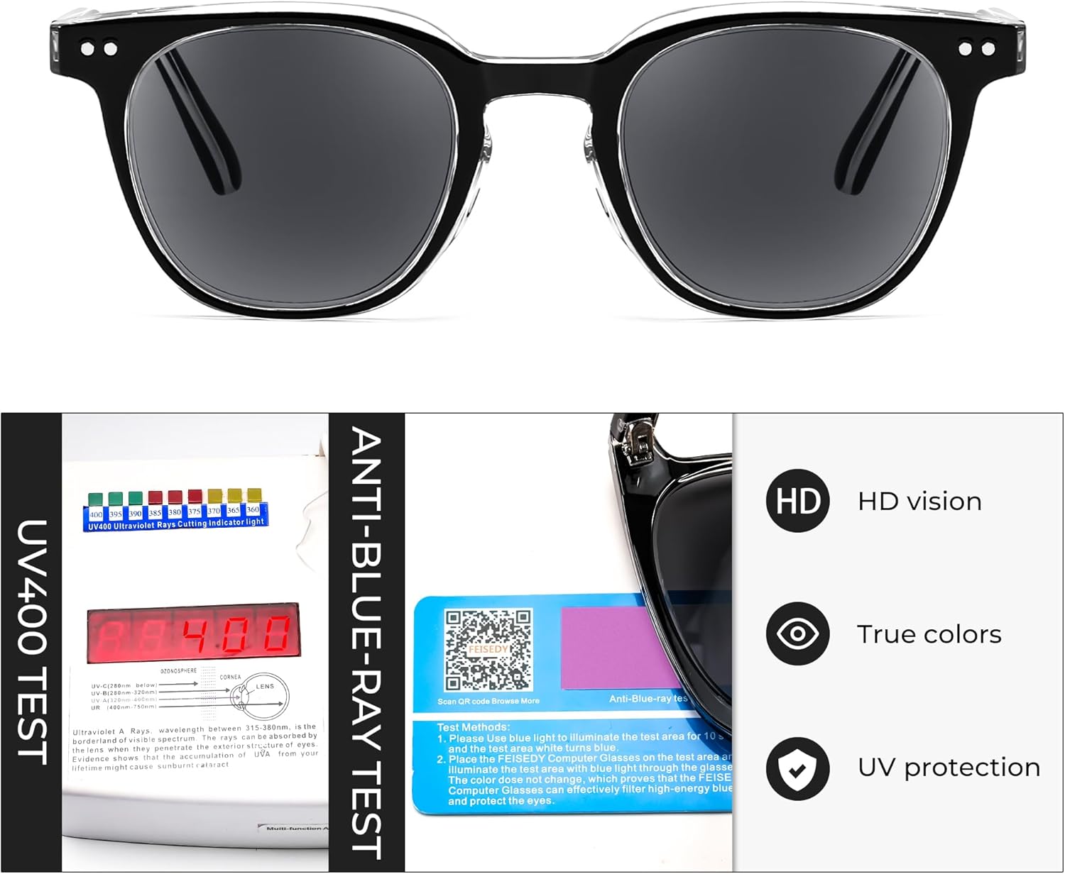 FEISEDY Round Reading Sunglasses for Men and Women Stylish Blue Light Blocking Readers B0113 - Image 5