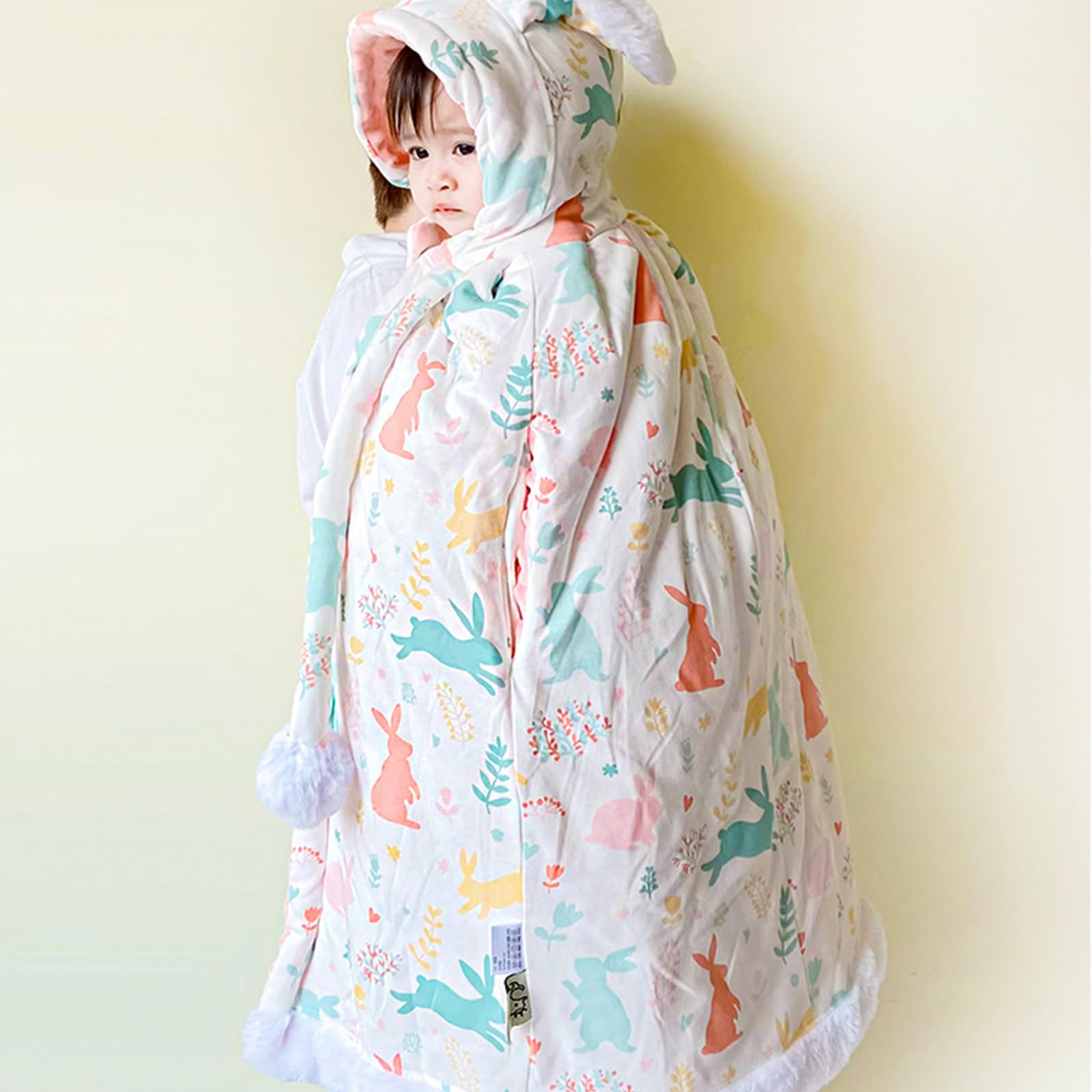 SONARIN Baby Hooded Cloak,Warm Toddler Poncho Cape Shawl Snowsuit Winter Outwear Jacket Coat Wearable Blanket for Boys Girls(Pink)