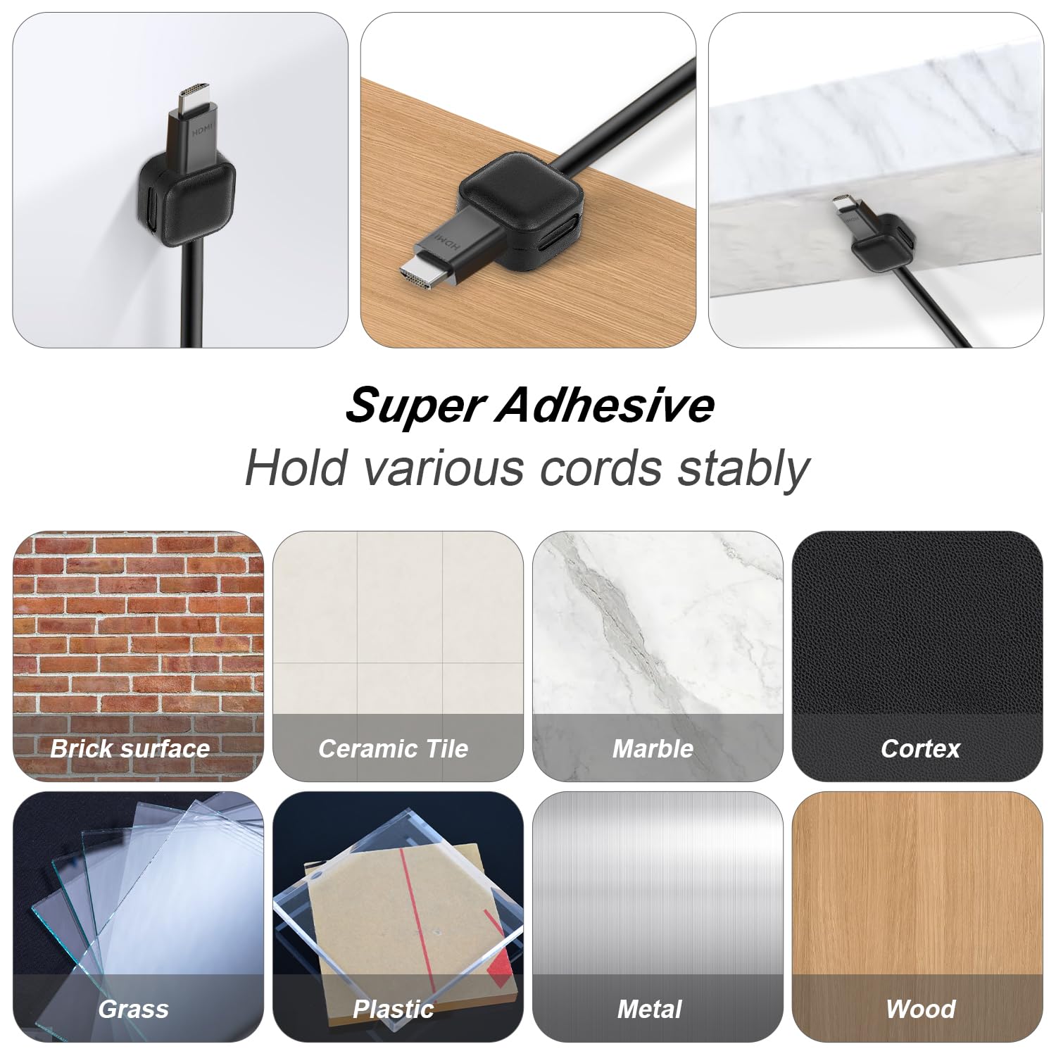 6 Clip Magnetiche Per Cavi | Organizzatore Cavi Con Adesivo Forte, Girevole A 90° | Per Telefono, Auricolari, Caricatori