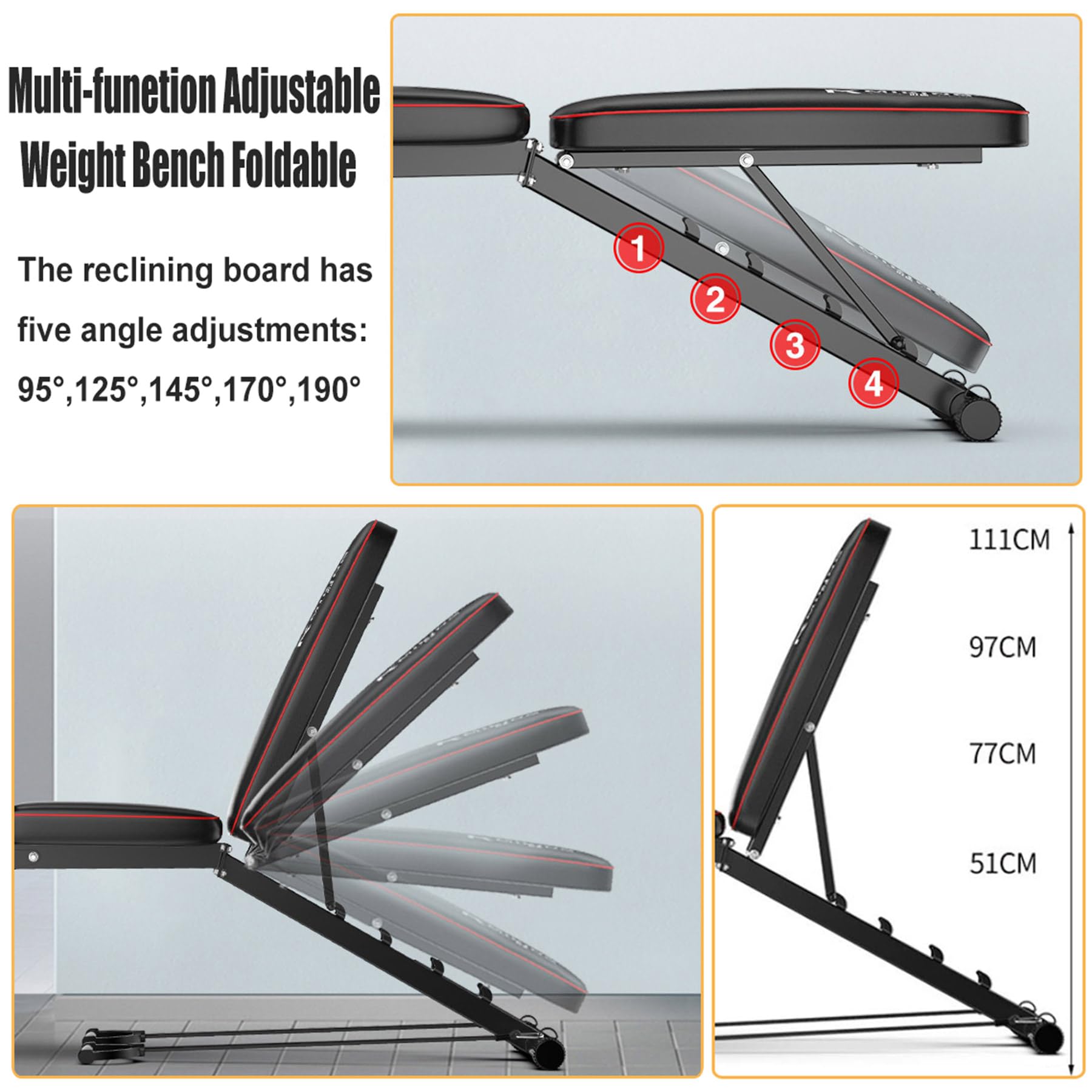 Banco Reclinable Gimnasio, Banco Musculación Multifuncional - Extensión Y Flexión De Piernas, Capacidad De Peso De 440 LB, Máquina para Perder Peso De Cuerpo Completo