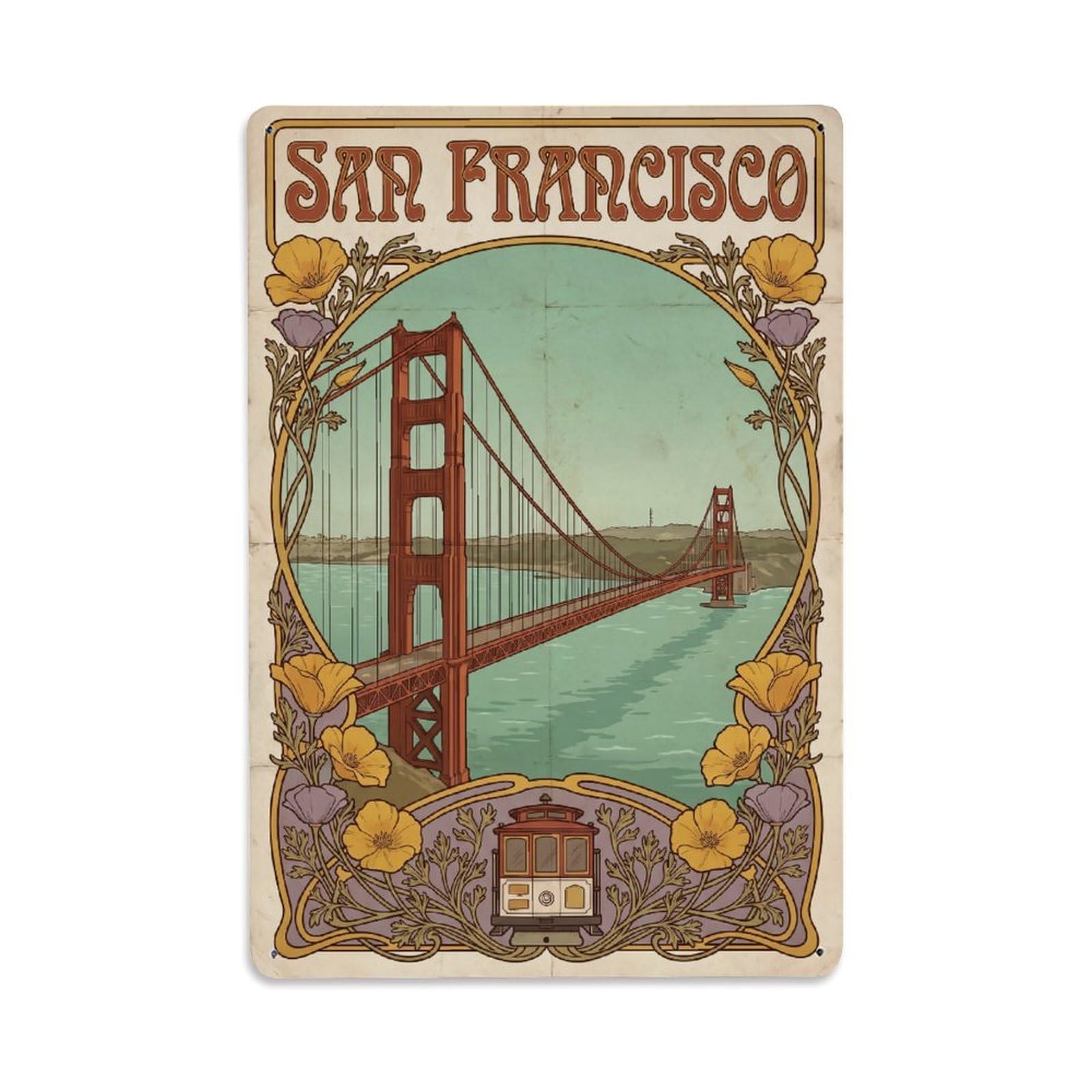 Huiyhb 8X12inch(20X30cm) Usa San Francisco Vintage Travel Metal Tin Sign