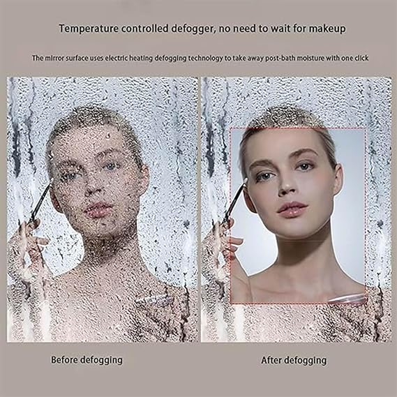 51 Half Moon LED Large Bathroom Mirror, 35 Half Circle Frameless Makeup Mirror for Wall, Smart Anti-Fog Backlit Lighted, 3 Colors Dimmable, Touch Switch(Right Half,51x35inch)