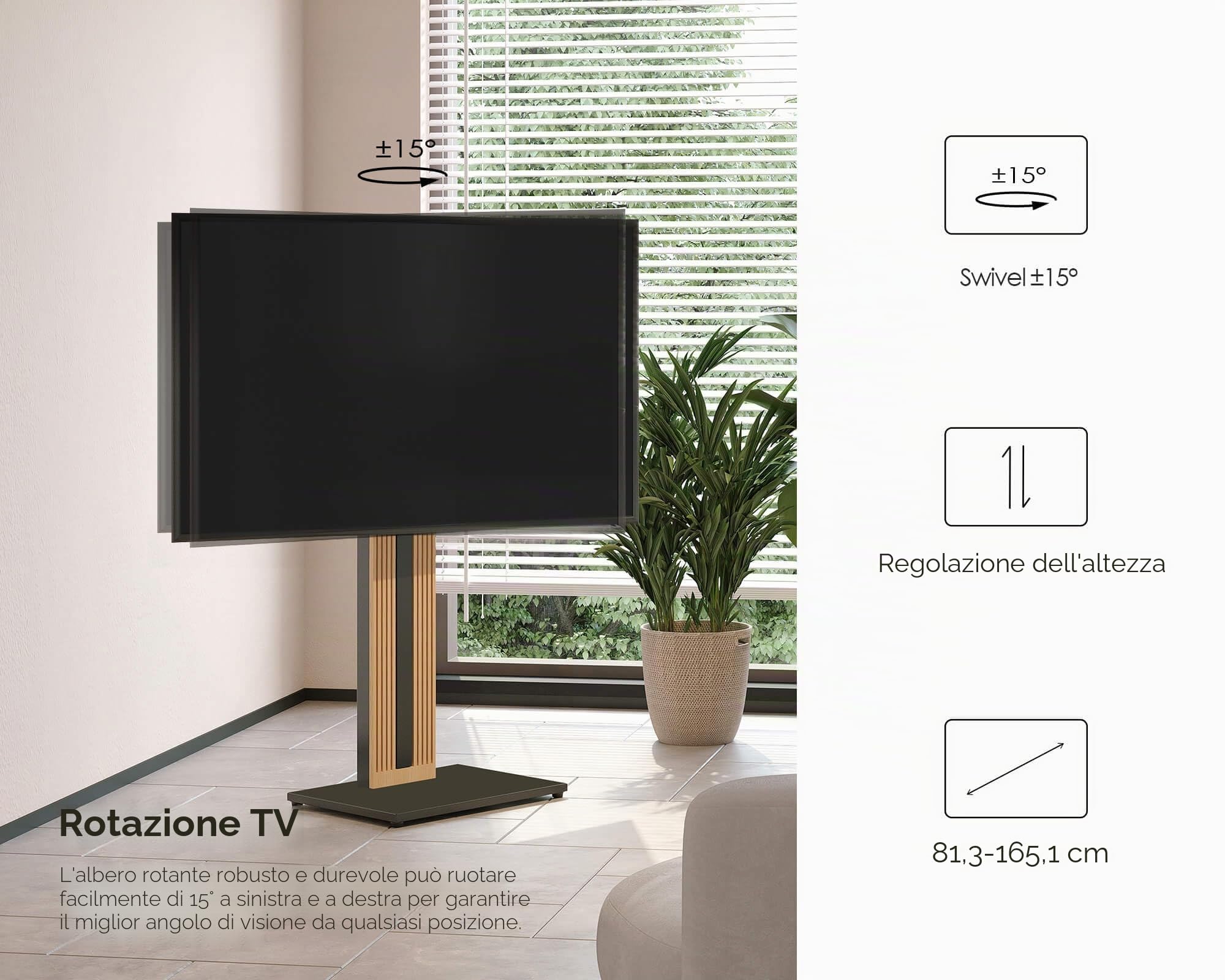 FITUEYES Supporto TV da Pavimento per 32" - 65" Regolazione Angolo ± 30° Porta TV da Terra Mobile Portata Massima 40 kg Massimo VESA 400 * 400mm Serie ZEN