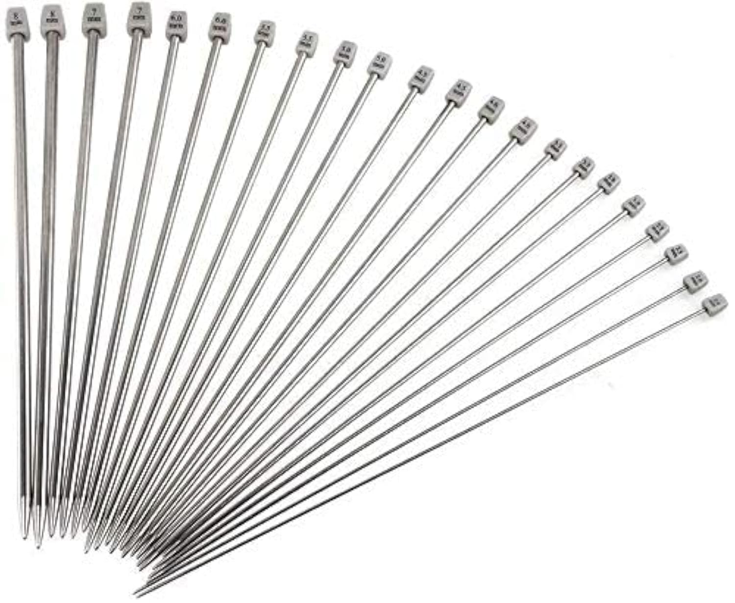 Ferri da maglia, kit ferri da maglia a punta singola in acciaio inossidabile da 14 "(36 cm), inclusi 2,0 mm 2,5 mm 3,0 mm 3,5 mm 4,0 mm 4,5 mm 5,0 mm 5,5 mm 6,0 mm 7,0 mm 8,0 mm (11 paia)