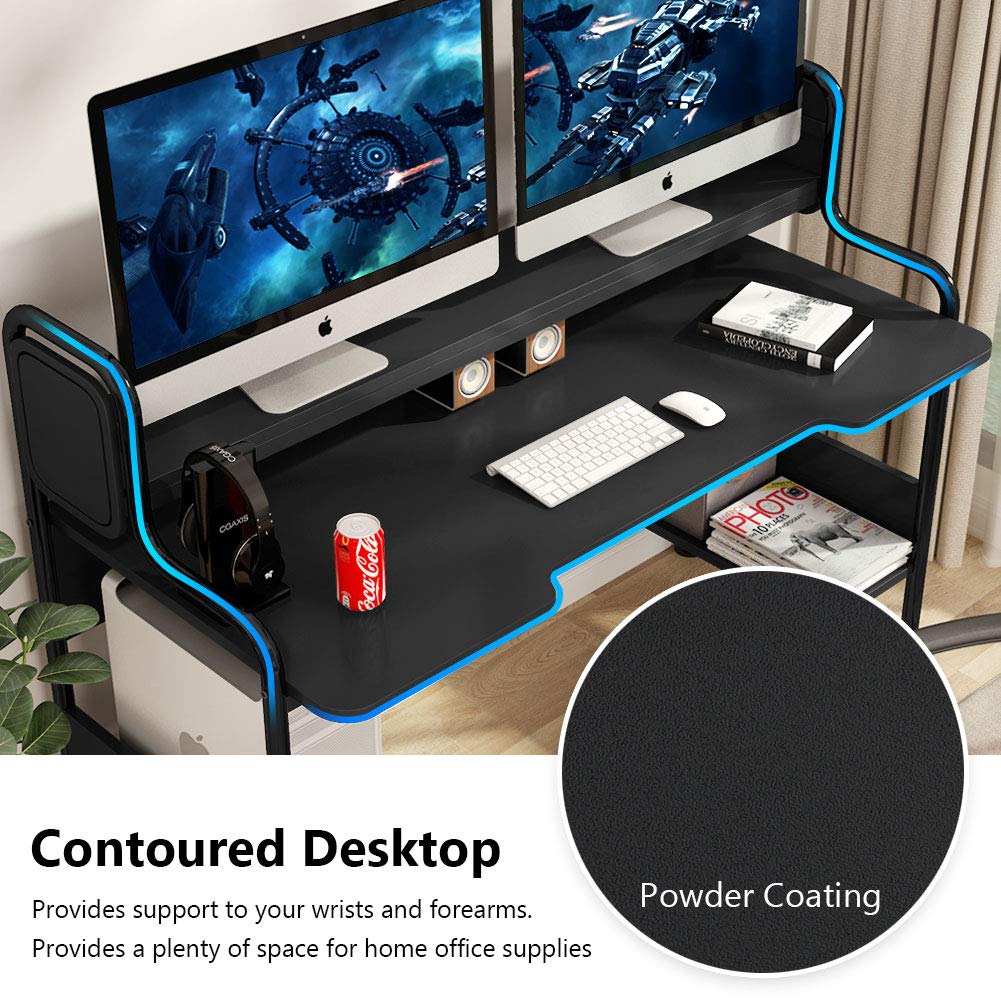 Tribesigns 55Inch Computer Desk with Monitor Shelf, Large Gaming Desk