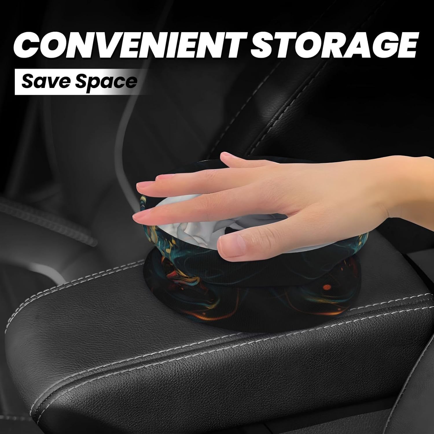 Music Symbol Print Collapsible Leakproof Car Trash Can,Car Storage Bag for Camping,Hanging Car Garbage Can