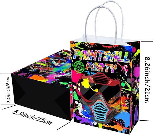 Miniatura 6 de Tyndallrays Bolsas de paintball de 16 piezas con asas, suministros para fiesta de cumpleaños, aperitivos de regalo, dulces, recuerdos de fiesta para