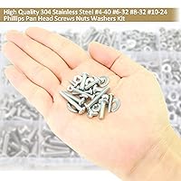Vista 6 de 722 Pieces #4-40#6-32#8-32#10-24, Phillips Pan Head Machine Screws Nuts Assortment Kit, 304 Stainless Steel, Fully Machine Thread