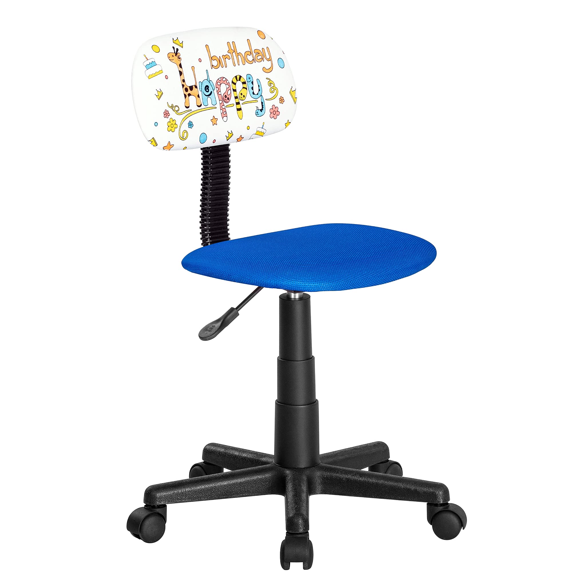 JJSKids Rolling Drawing Desk Chair, Small Swivel Office Computer Chair for Teens, Low-Back Adjustable Coloring Upholstered Student Task Chair, Blue