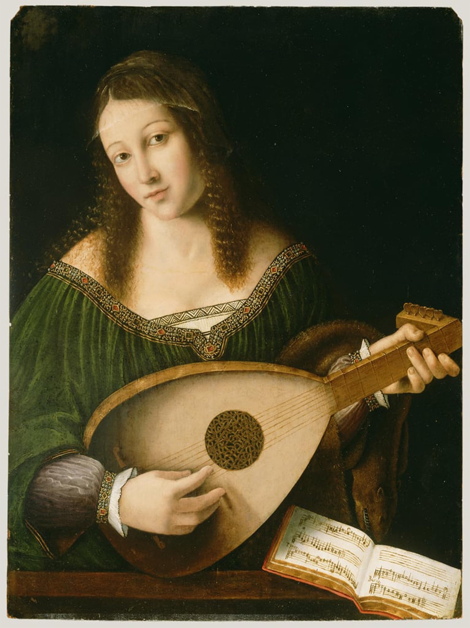 POSTERIIk Vintage Art Print Images Pictures Print Lady Playing a Lute by Bartolomeo Veneto Modern Colour Posters for Office Home Decor 60x90cm