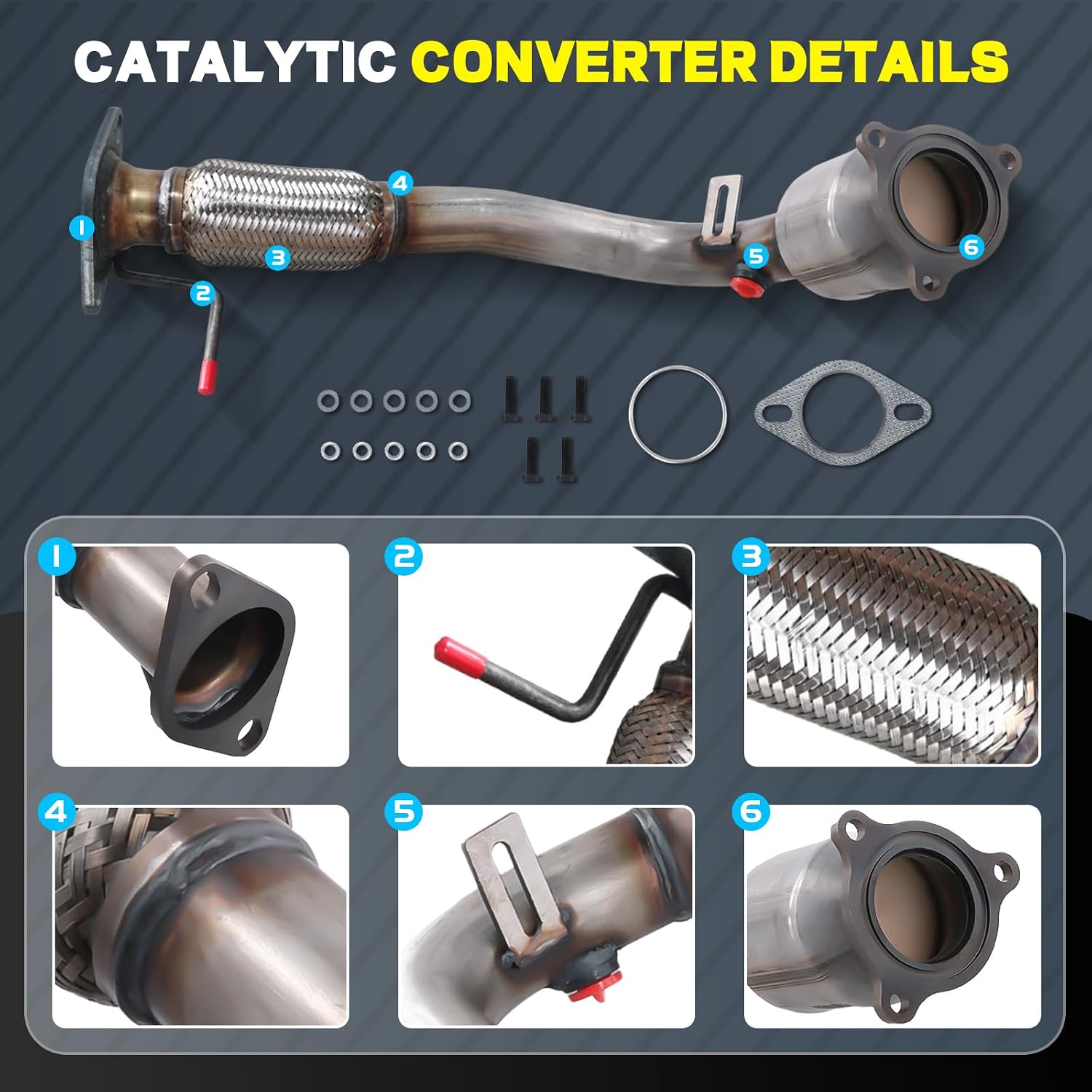 Front Catalytic Converter Direct-Fit Compatible for 2010-2014 Chevrolet Equinox 2.4L, for 2010-2014 GMC Terrain 2.4L, for 2012-2015 Chevrolet Captiva Sport 2.4L, OE# 16796 50507 679544 (EPA Compliant)