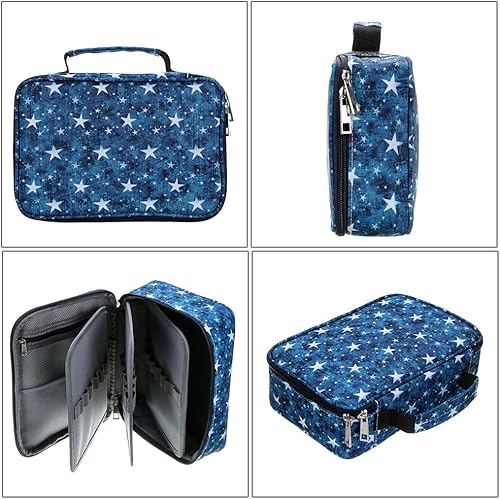 Miniatura 4 de BTSKY Estuche para bolígrafos y lápices con cremallera con patrón - Estuche multifuncional para artículos de papelería con 36 ranuras elásticas