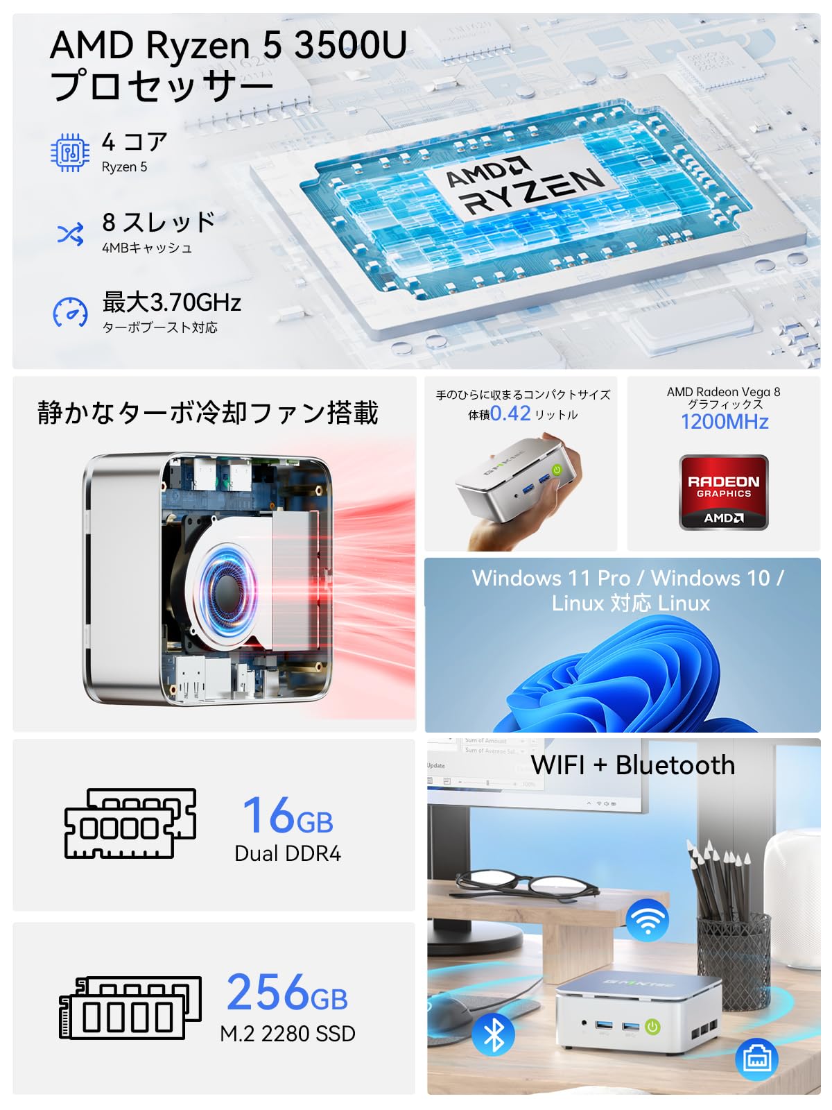 Mini PC with Ryzen 5 3500U GMKtec G10 mini pc More stable