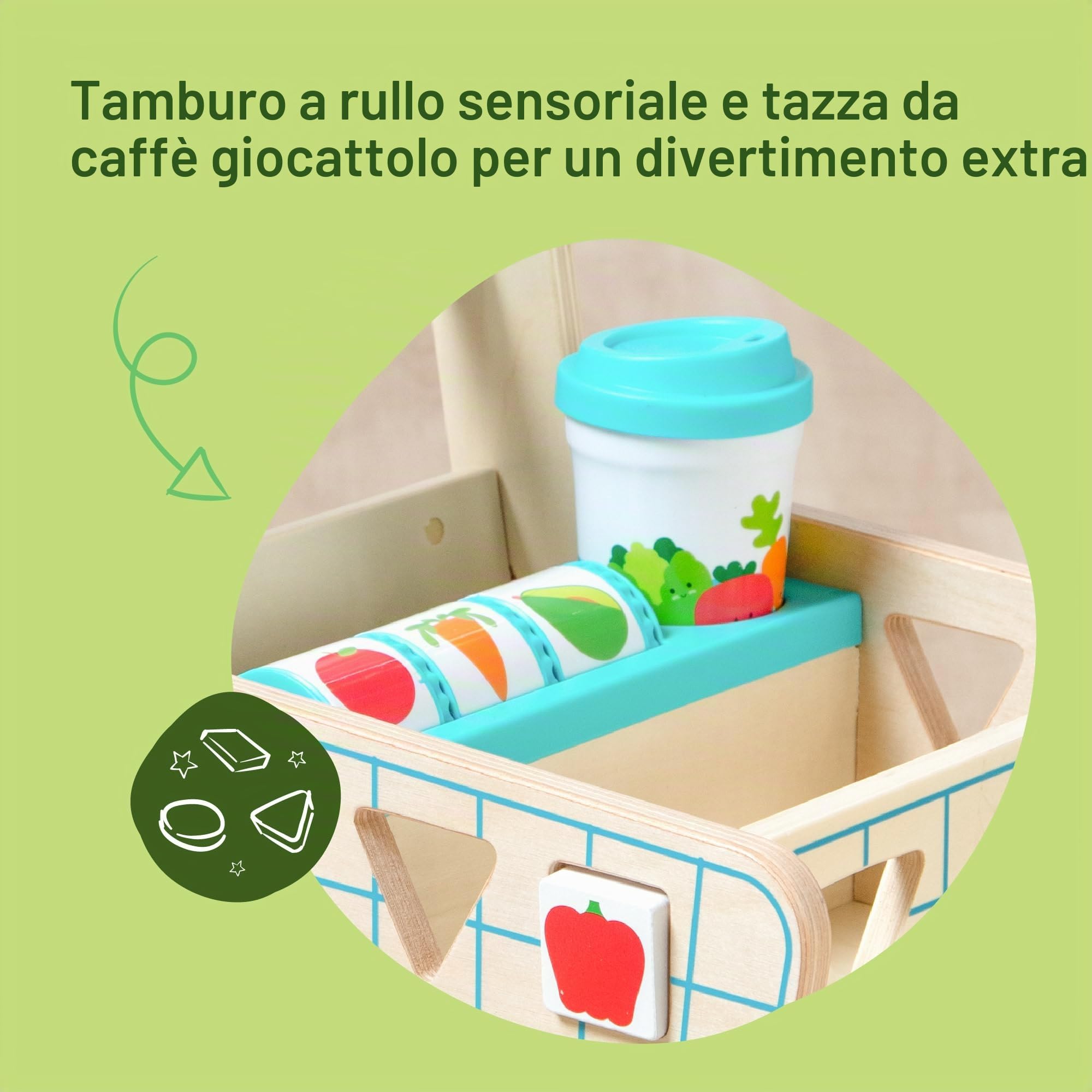 Melissa & Doug - Carrello della spesa giocattolo in legno per ordinare le forme con puzzle, Giochi in legno, Giocattoli per lo sviluppo, 12 mesi, Regalo per bambino e bambina - Certificati FSC